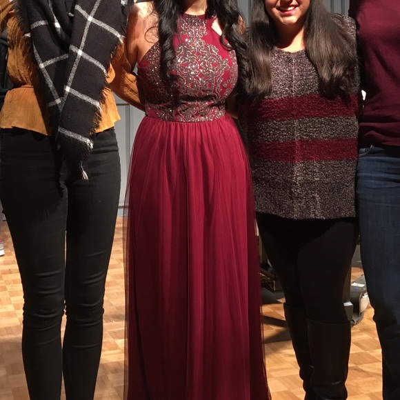 David’s Bridal Halter Top Bridesmaid Dress with Beading Details - Picture 2 of 6